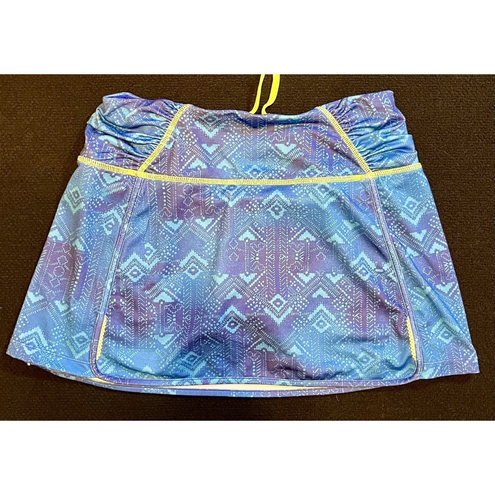 Athleta Skort Womens Medium Blue Geometric Athletic Running Tennis Stretch Gym